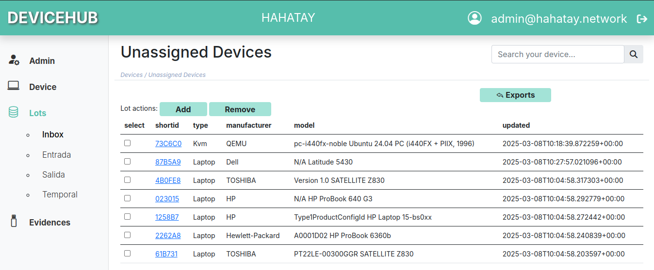 &ldquo;Devicehub in use in the Hahatay infrastructure&rdquo;