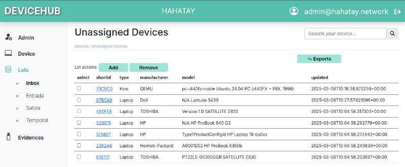 &ldquo;Devicehub in use in the Hahatay infrastructure&rdquo;