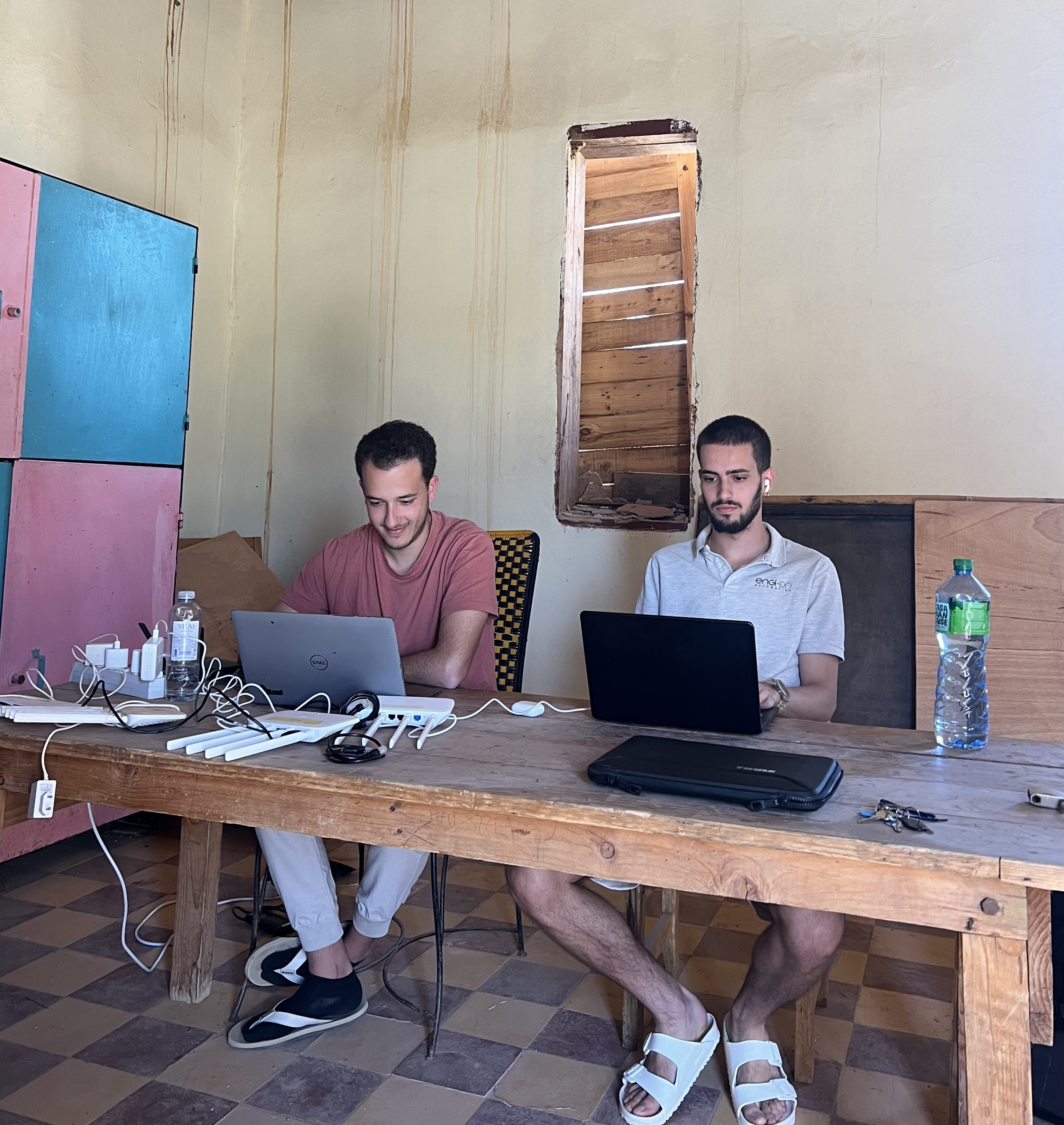 Aitor and Roger working on OpenWISP